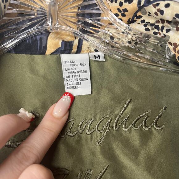 Shanghai Silk Vintage Floral Bomber Jacket 100% Silk Zip Front Lightweight Sz M - Picture 4 of 11